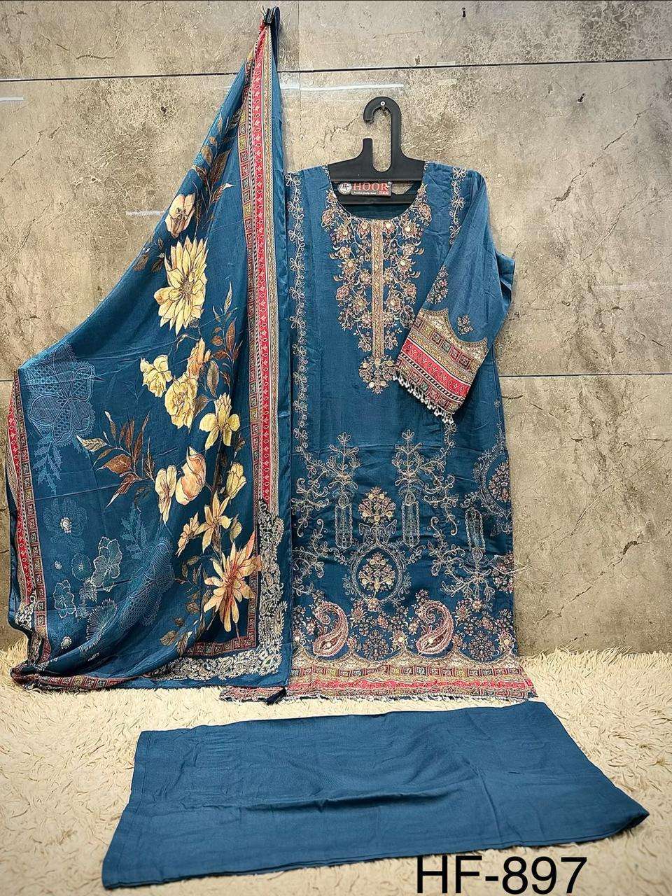 HOOR TEX HF-897 Muslin Stitched Pakistani Suit Set