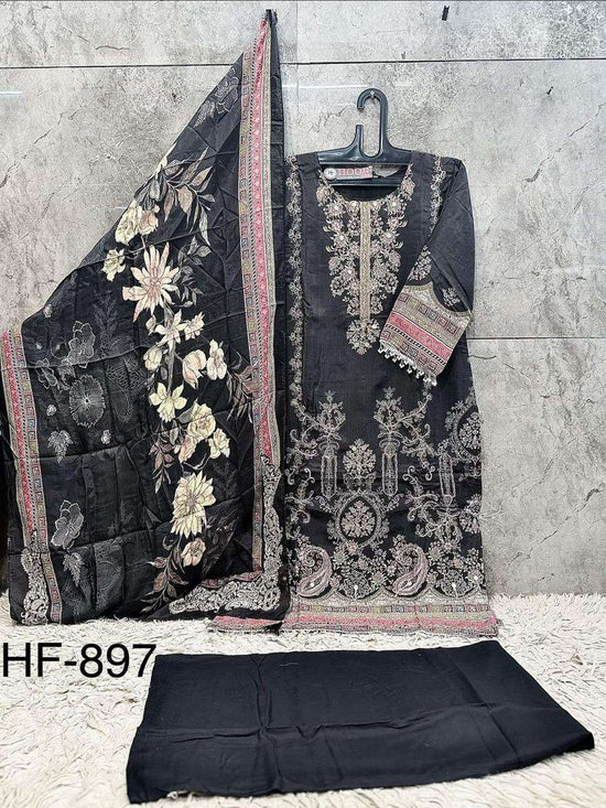 HOOR TEX HF-897 Muslin Stitched Pakistani Suit Set