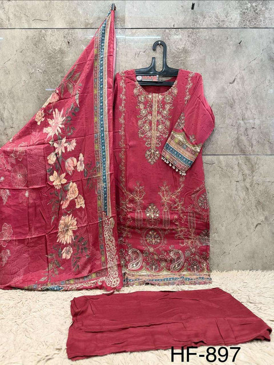 HOOR TEX HF-897 Muslin Stitched Pakistani Suit Set