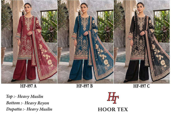 HOOR TEX HF-897 Muslin Stitched Pakistani Suit Set