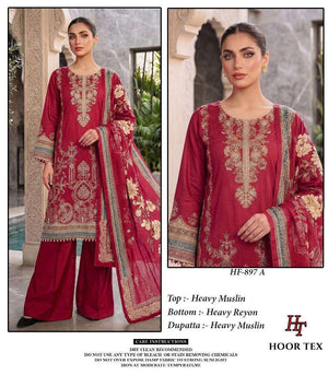 HOOR TEX HF-897 Muslin Stitched Pakistani Suit Set - Amrah Wholesale