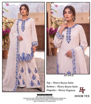 HOOR TEX HF-898 Rayon Satin Embroidered Pakistani Suit Set - Amrah Wholesale