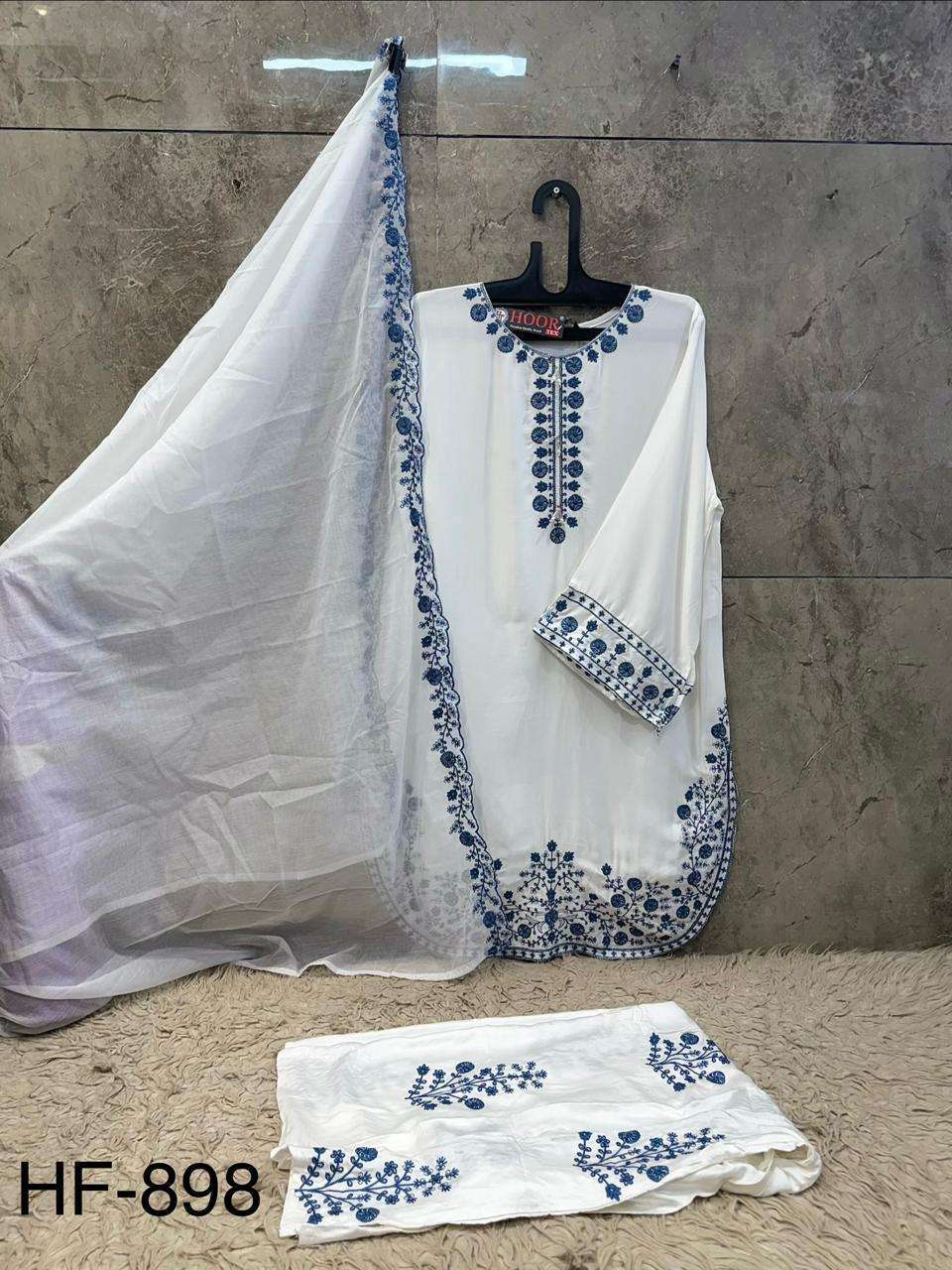 HOOR TEX HF-898 Rayon Satin Embroidered Pakistani Suit Set