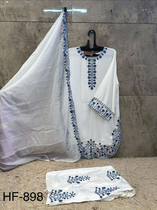 HOOR TEX HF-898 Rayon Satin Embroidered Pakistani Suit Set