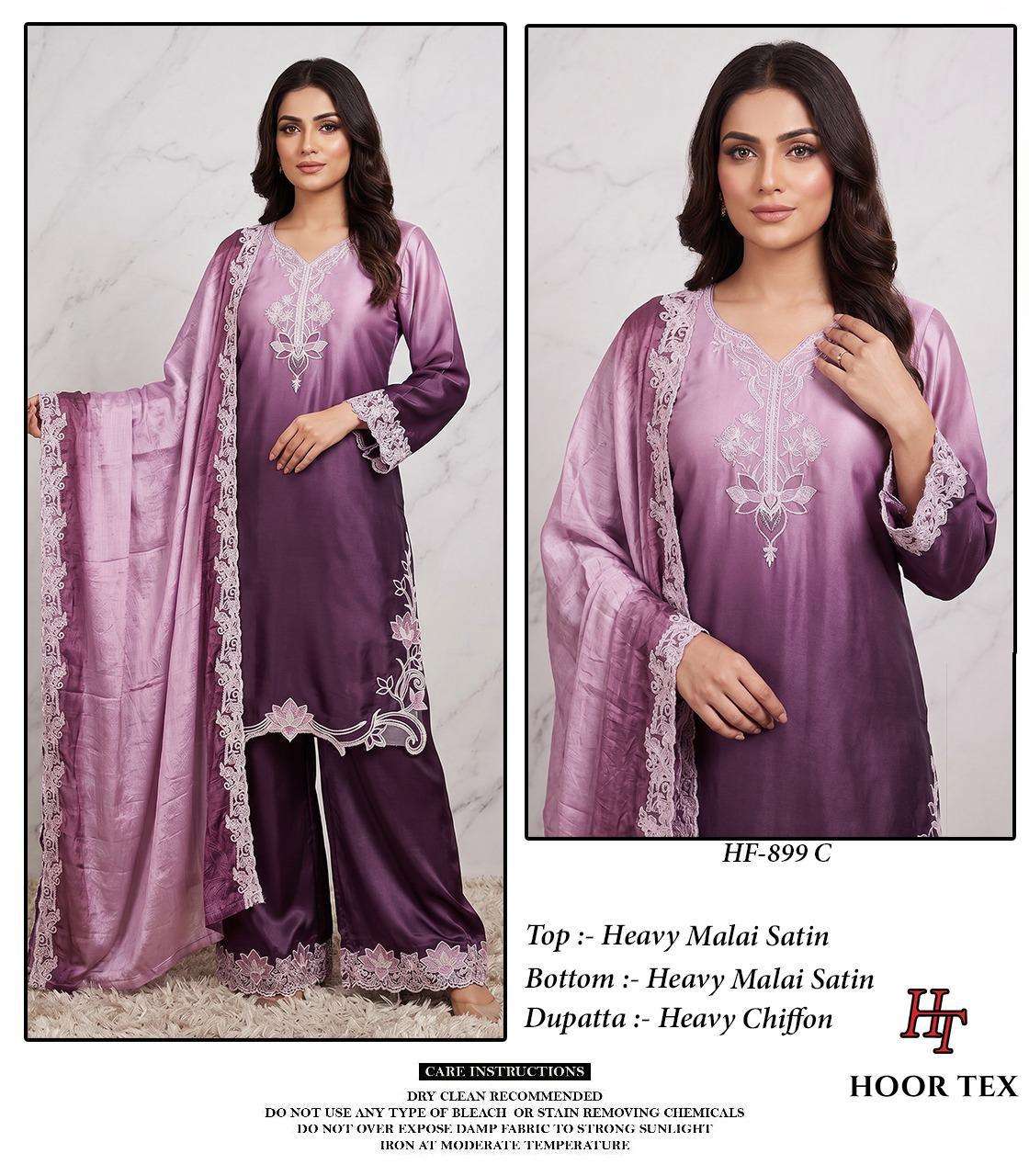 HOOR TEX HF-899 Malai Satin Stitched Dress Set