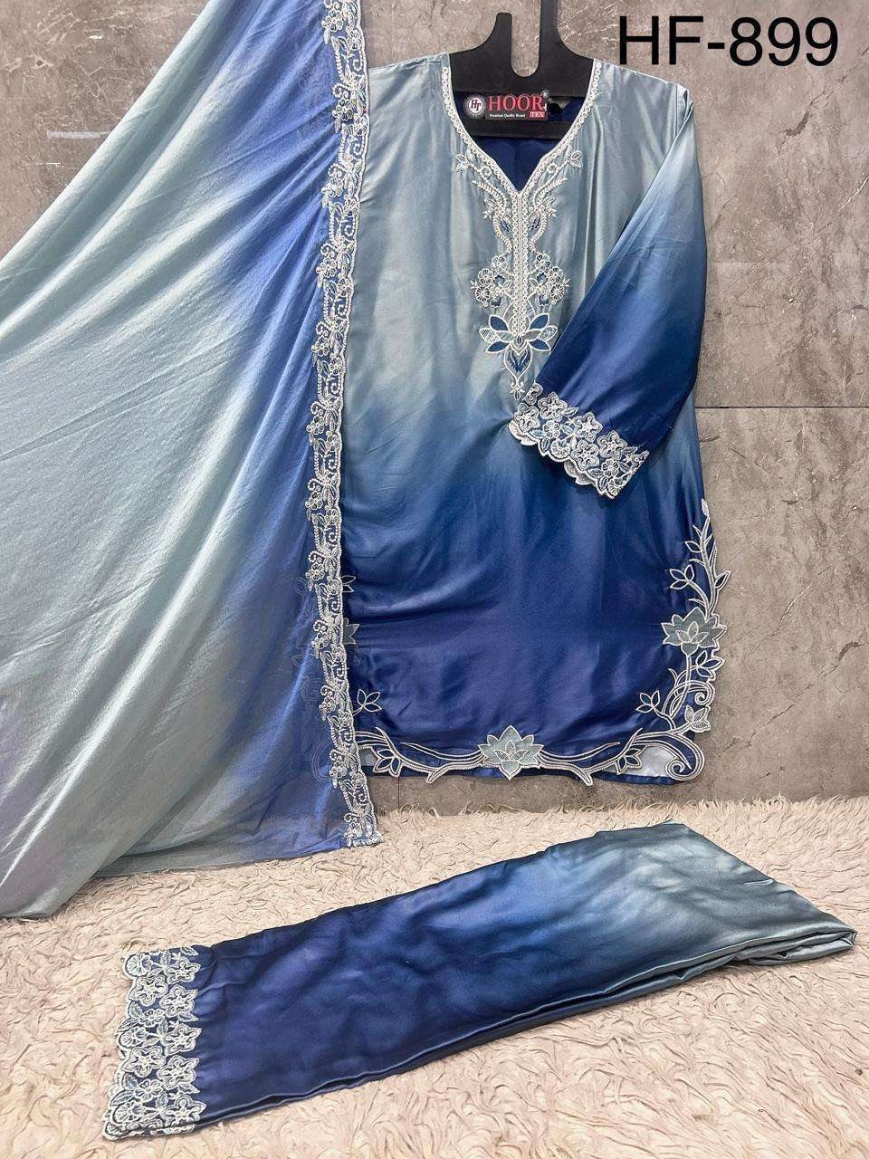 HOOR TEX HF-899 Malai Satin Stitched Dress Set