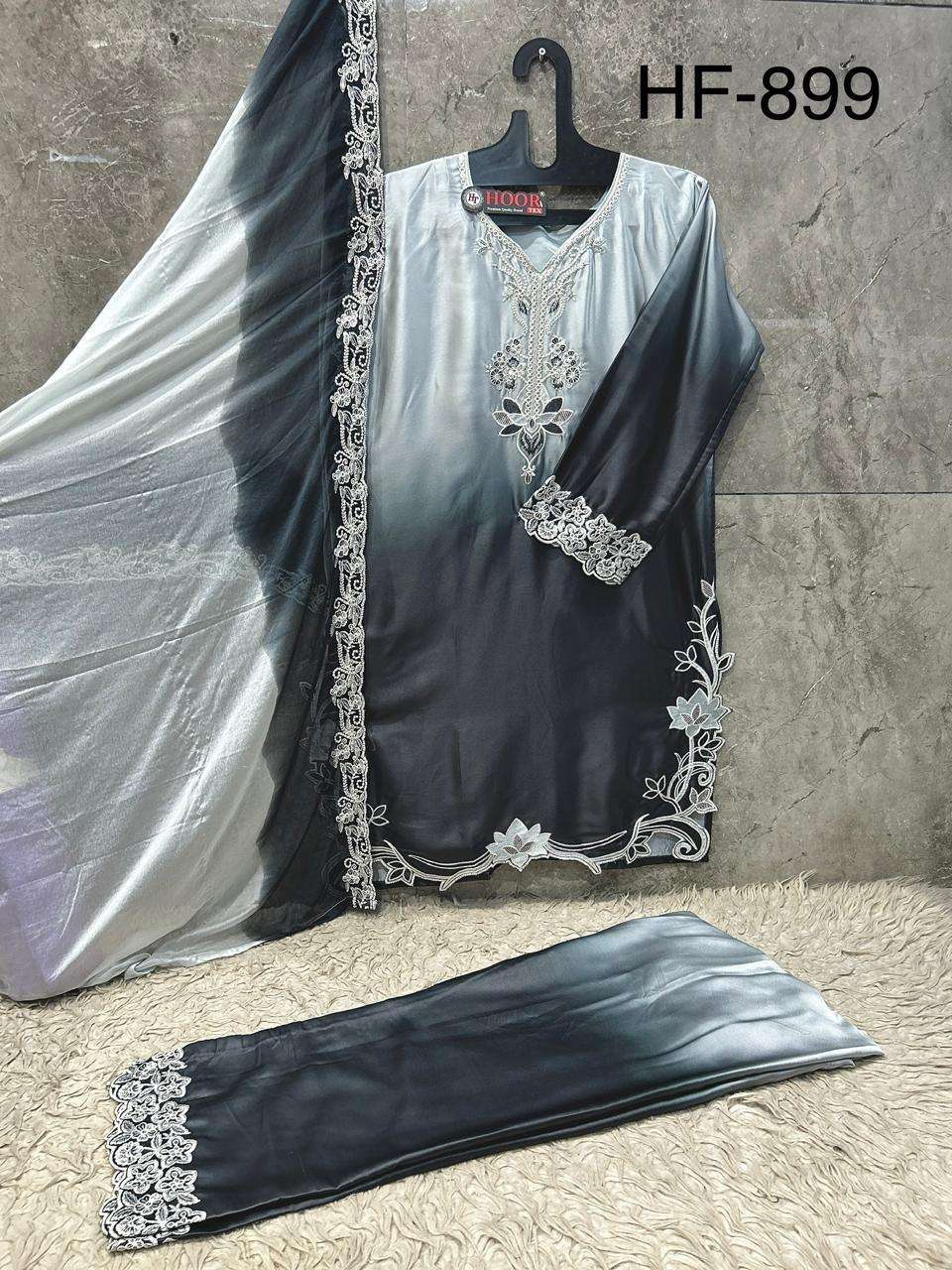 HOOR TEX HF-899 Malai Satin Stitched Dress Set
