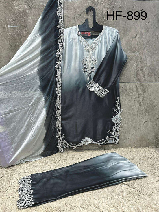 HOOR TEX HF-899 Malai Satin Stitched Dress Set