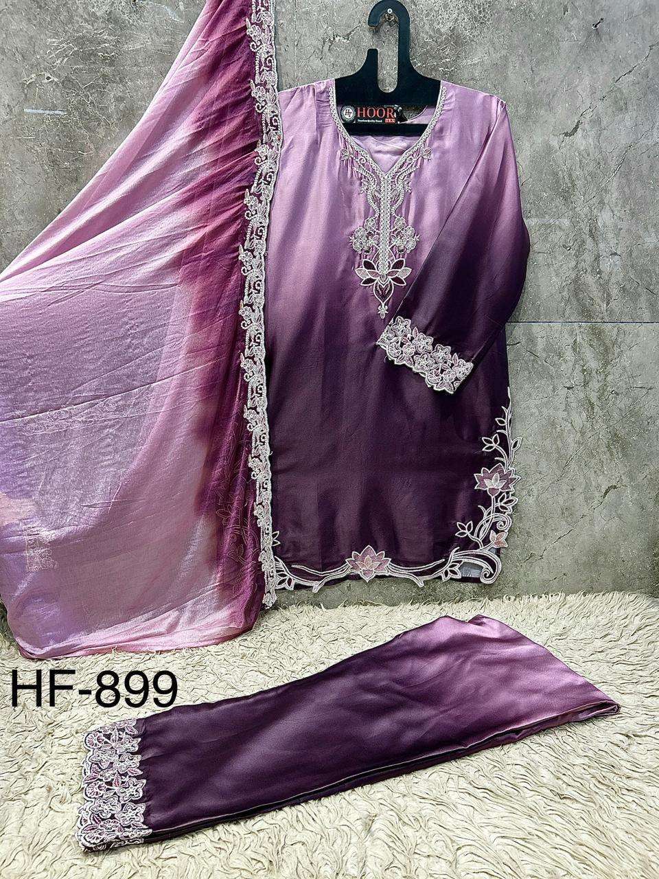 HOOR TEX HF-899 Malai Satin Stitched Dress Set