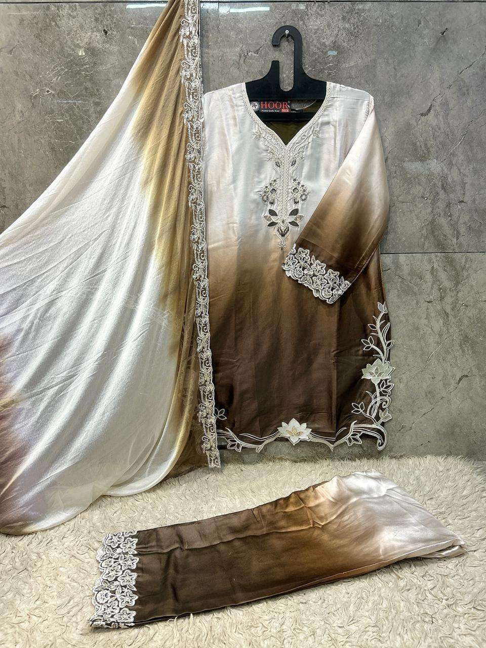 HOOR TEX HF-899 Malai Satin Stitched Dress Set