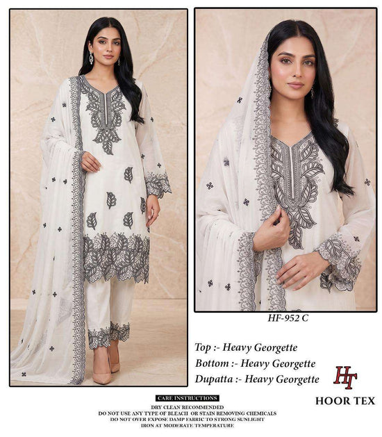 HOOR TEX HF-952 Georgette Embroidery Stitched Suit Set