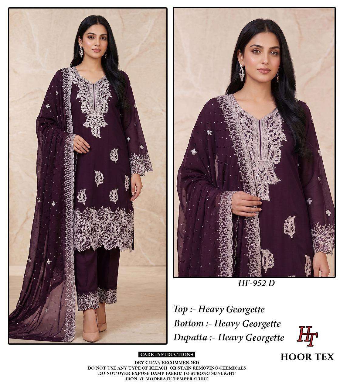 HOOR TEX HF-952 Georgette Embroidery Stitched Suit Set