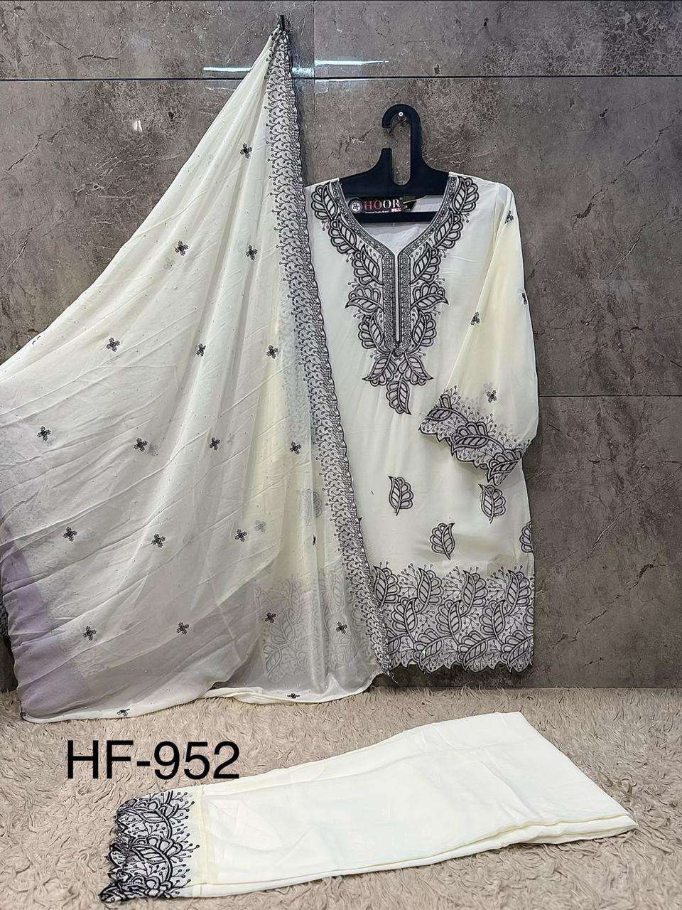 HOOR TEX HF-952 Georgette Embroidery Stitched Suit Set
