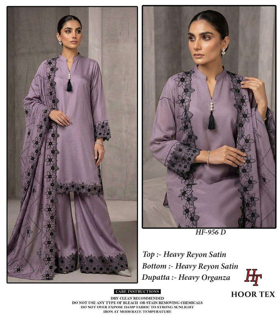 HOOR TEX HF-956 Rayon Satin Pakistani Suit Set