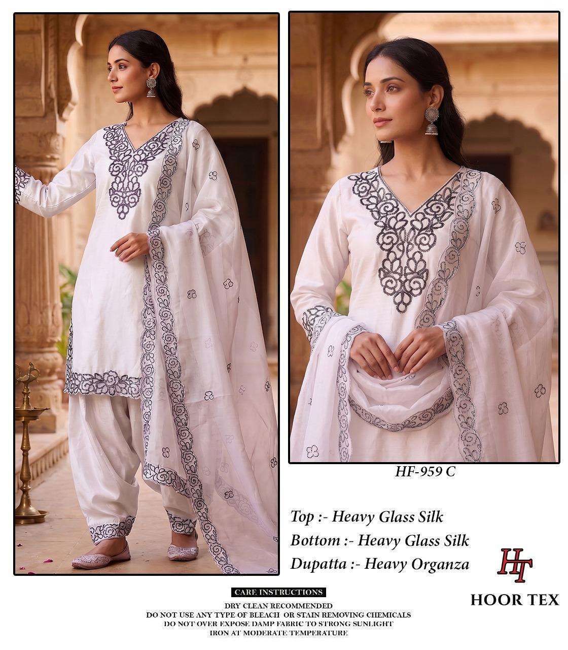 HOOR TEX HF-959 Glass Silk Embroidered Pakistani Suit Set