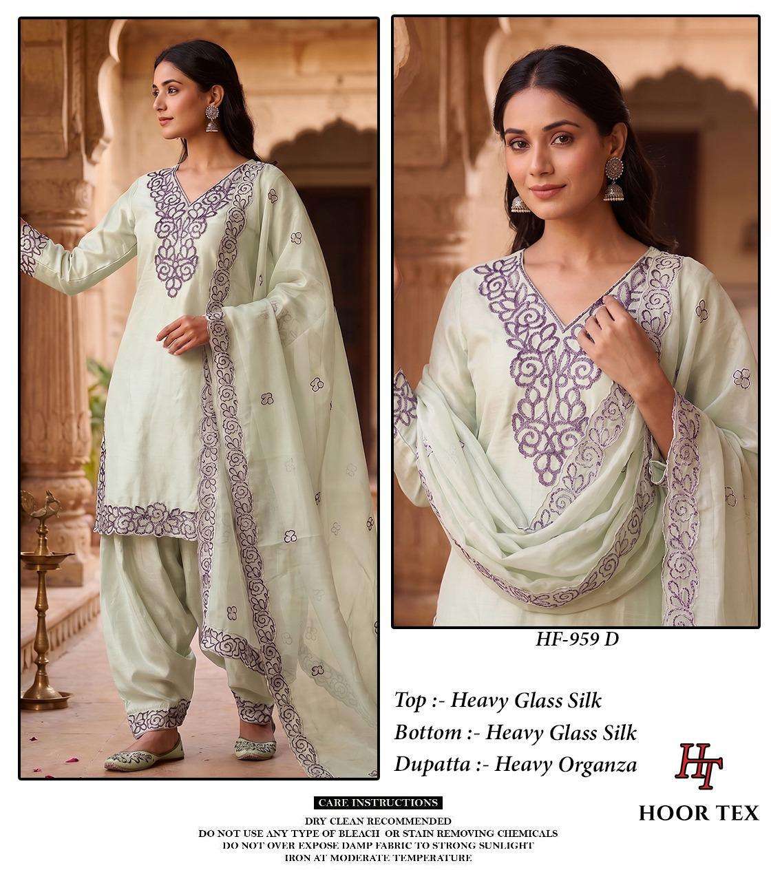 HOOR TEX HF-959 Glass Silk Embroidered Pakistani Suit Set