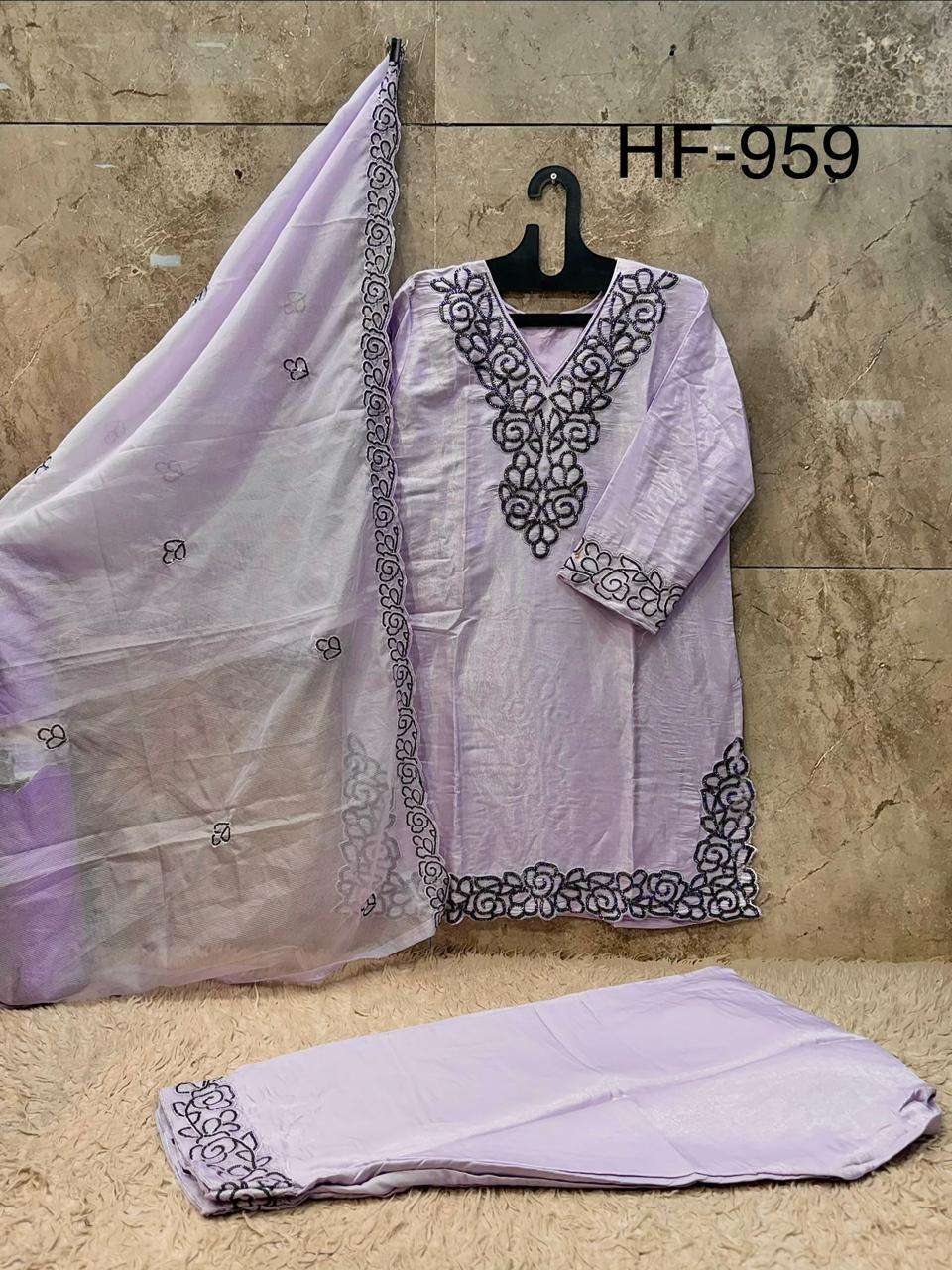 HOOR TEX HF-959 Glass Silk Embroidered Pakistani Suit Set
