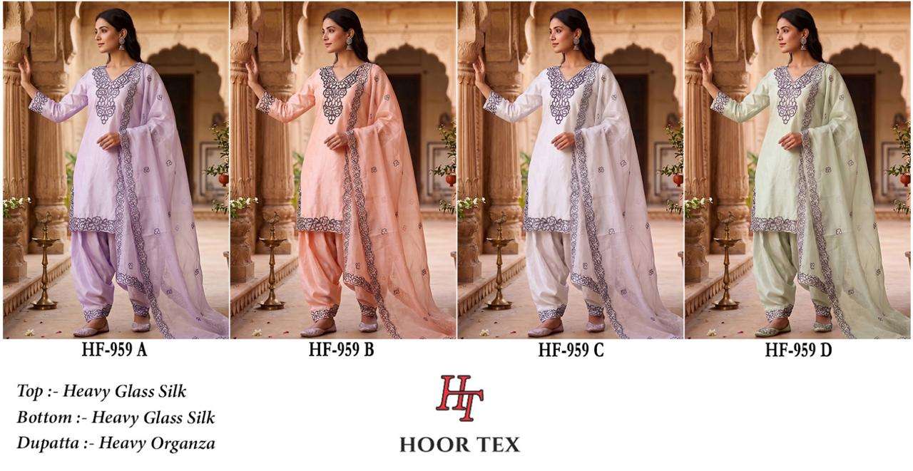 HOOR TEX HF-959 Glass Silk Embroidered Pakistani Suit Set