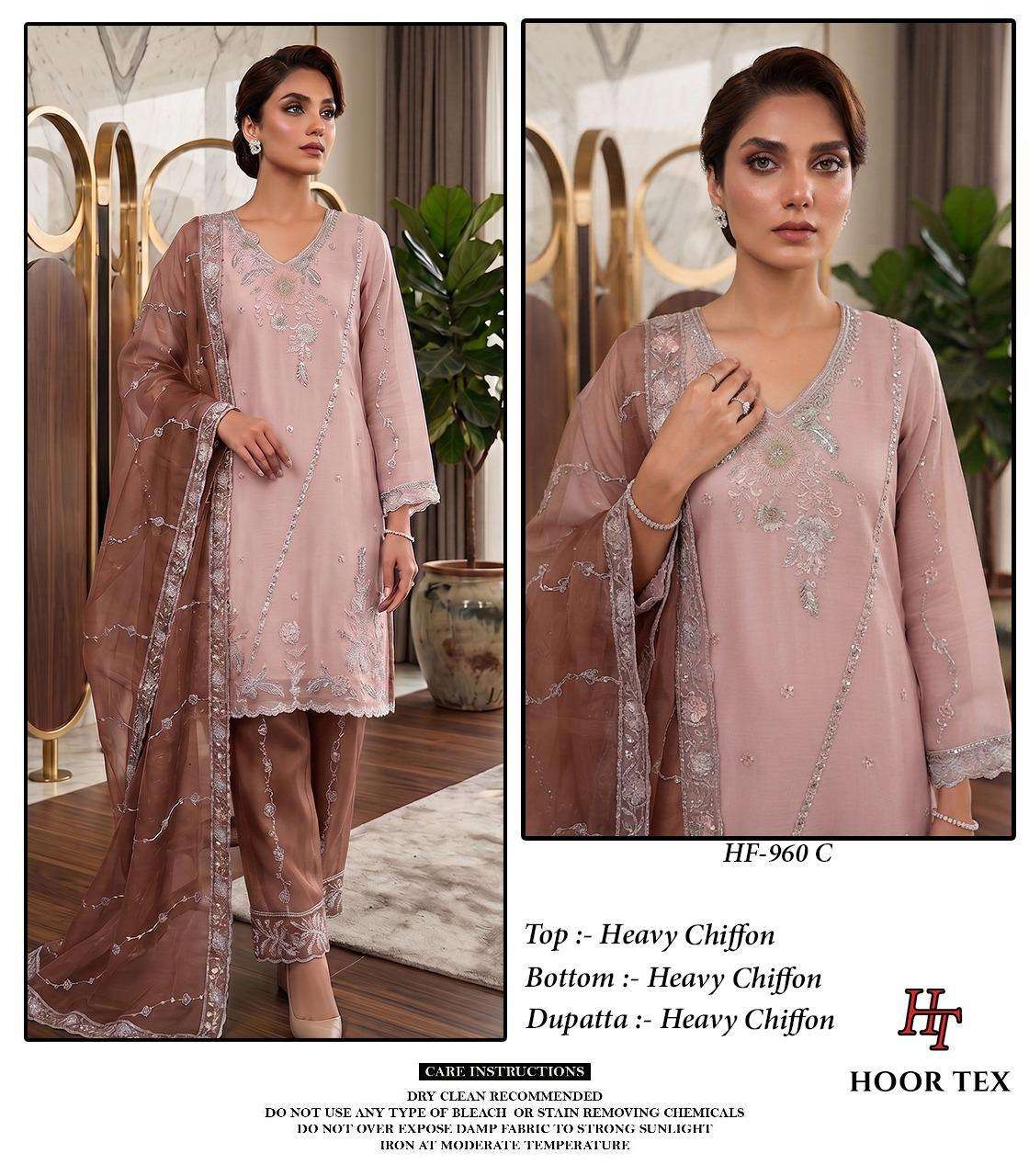 HOOR TEX HF-960 Chiffon Embroidered Pakistani Suit