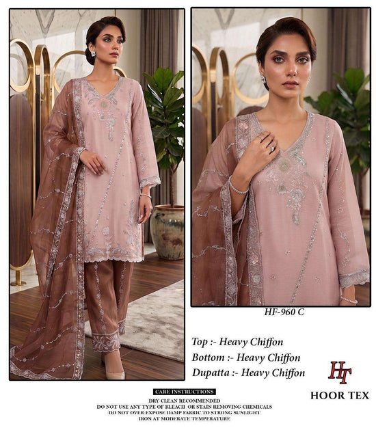 HOOR TEX HF-960 Chiffon Embroidered Pakistani Suit