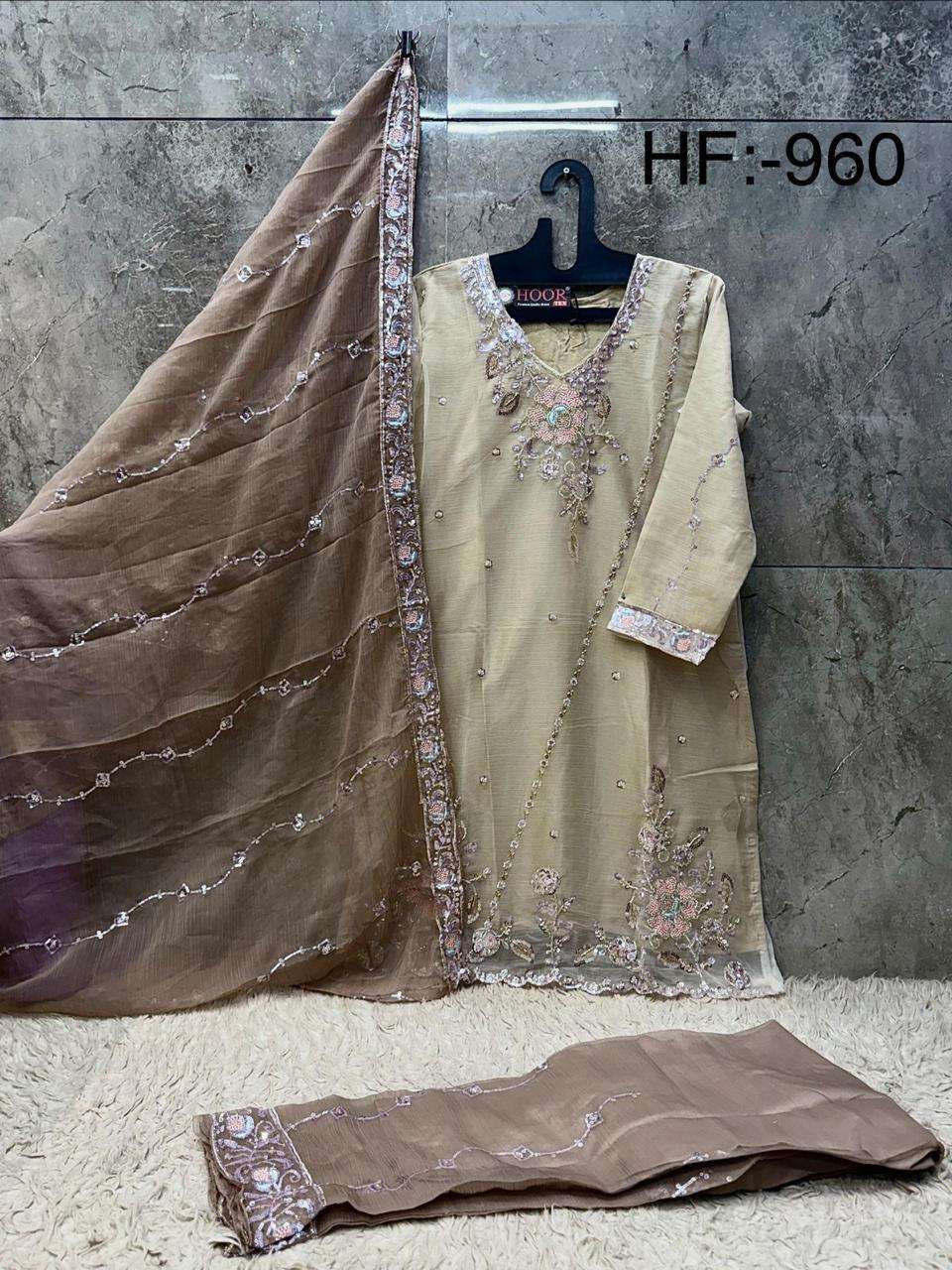 HOOR TEX HF-960 Chiffon Embroidered Pakistani Suit