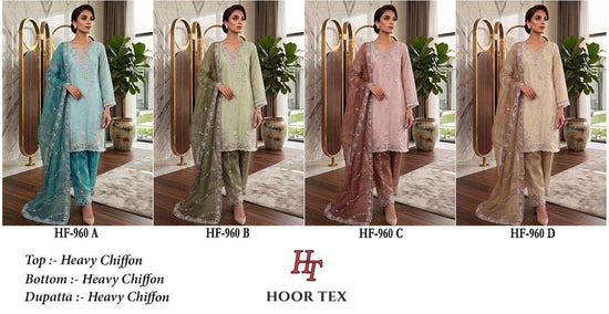 HOOR TEX HF-960 Chiffon Embroidered Pakistani Suit