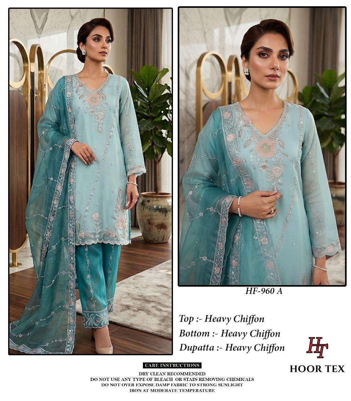 HOOR TEX HF-960 Chiffon Embroidered Pakistani Suit