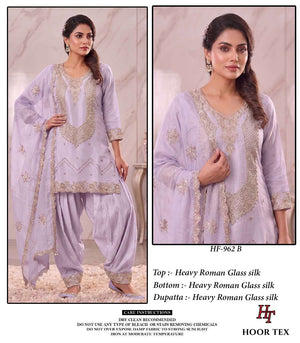 HOOR TEX HF-962 Glass Silk Embroidered Stitched Dress Set