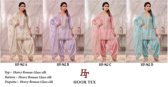 HOOR TEX HF-962 Glass Silk Embroidered Stitched Dress Set