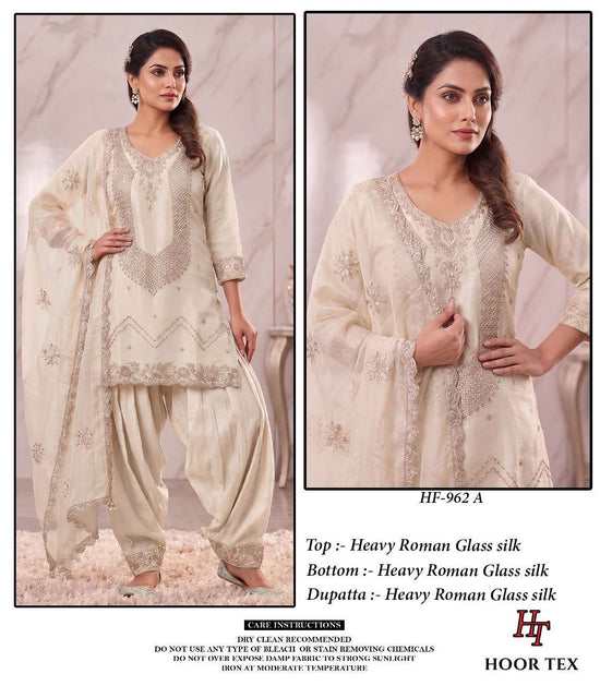 HOOR TEX HF-962 Glass Silk Embroidered Stitched Dress Set