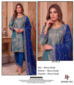Hoor Tex HF-963 A To D Series Fancy Embroidery Stitched Dress