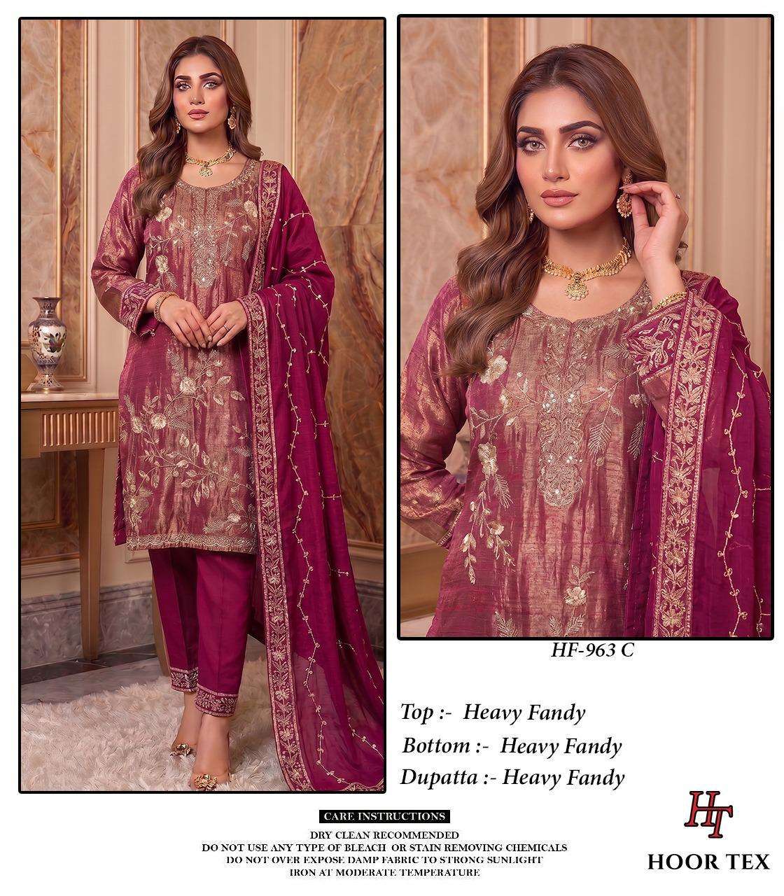 Hoor Tex HF-963 A To D Series Fancy Embroidery Stitched Dress