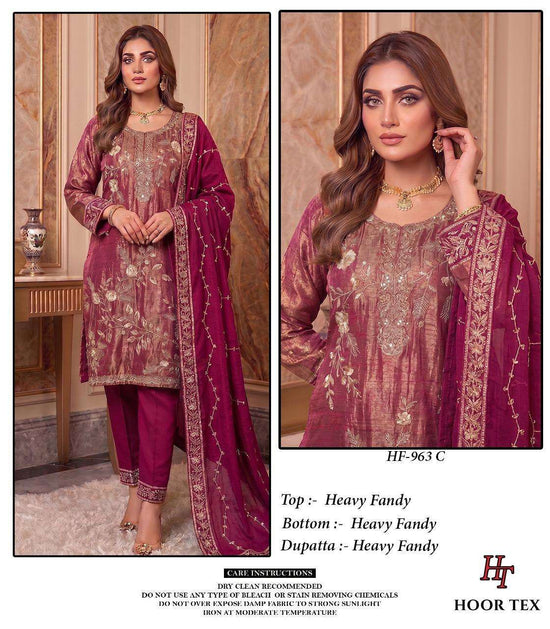 Hoor Tex HF-963 A To D Series Fancy Embroidery Stitched Dress