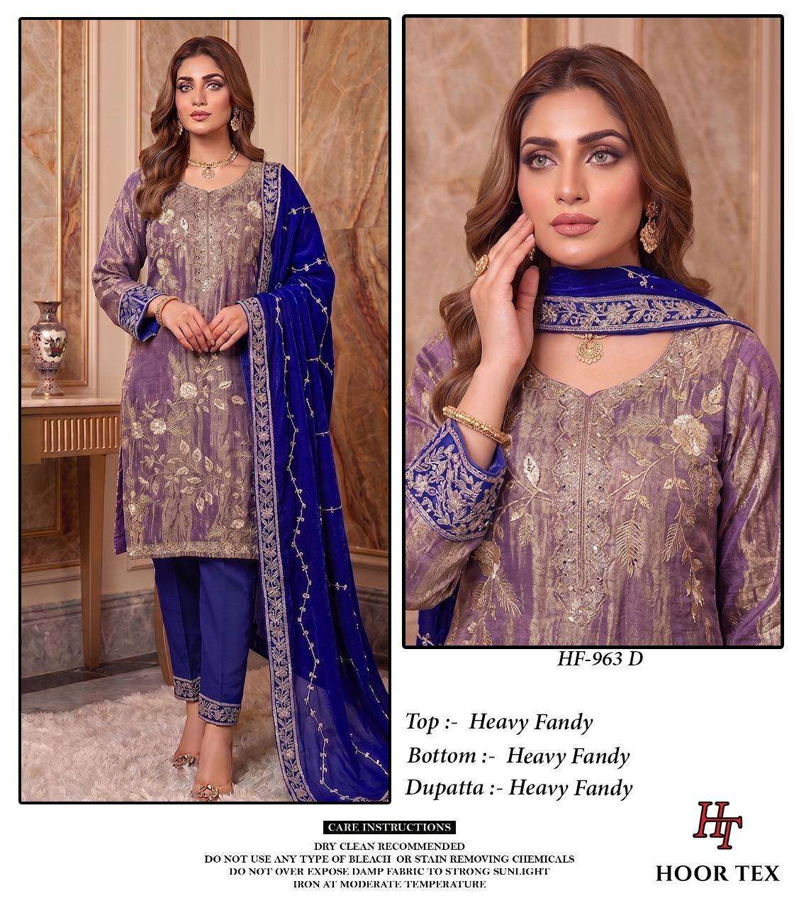 Hoor Tex HF-963 A To D Series Fancy Embroidery Stitched Dress