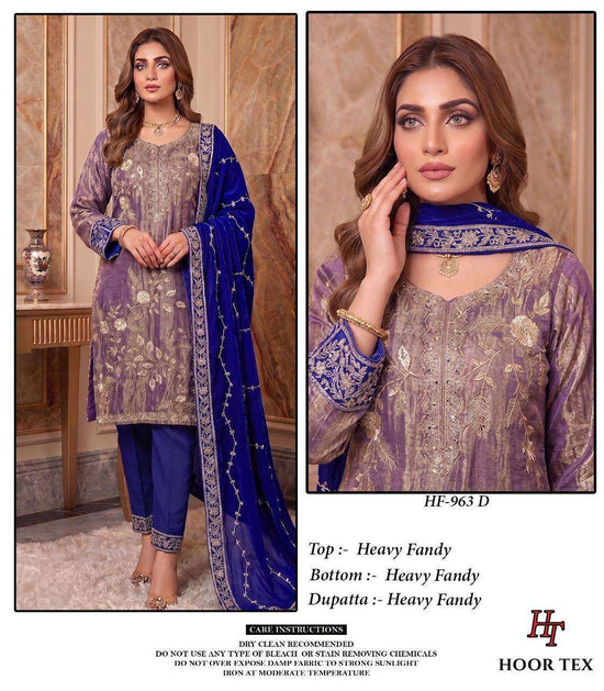 Hoor Tex HF-963 A To D Series Fancy Embroidery Stitched Dress