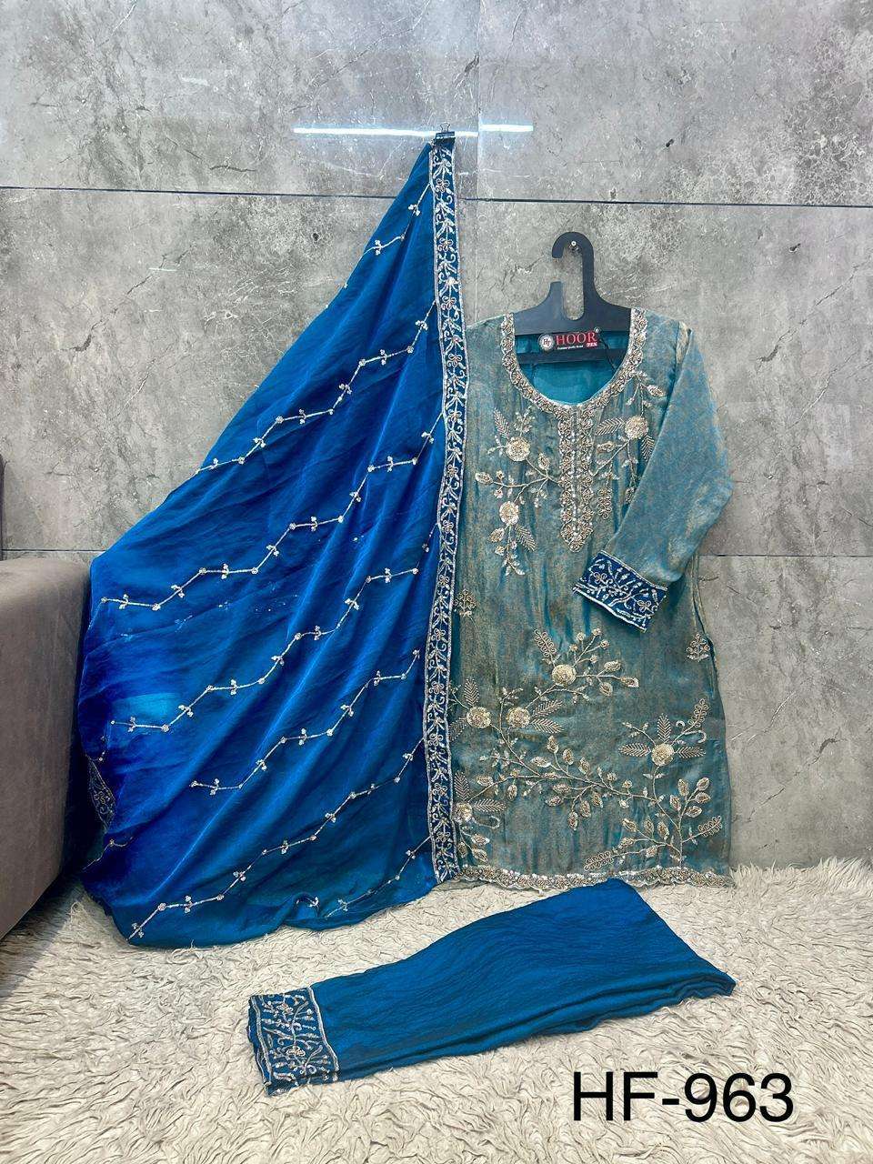 Hoor Tex HF-963 A To D Series Fancy Embroidery Stitched Dress