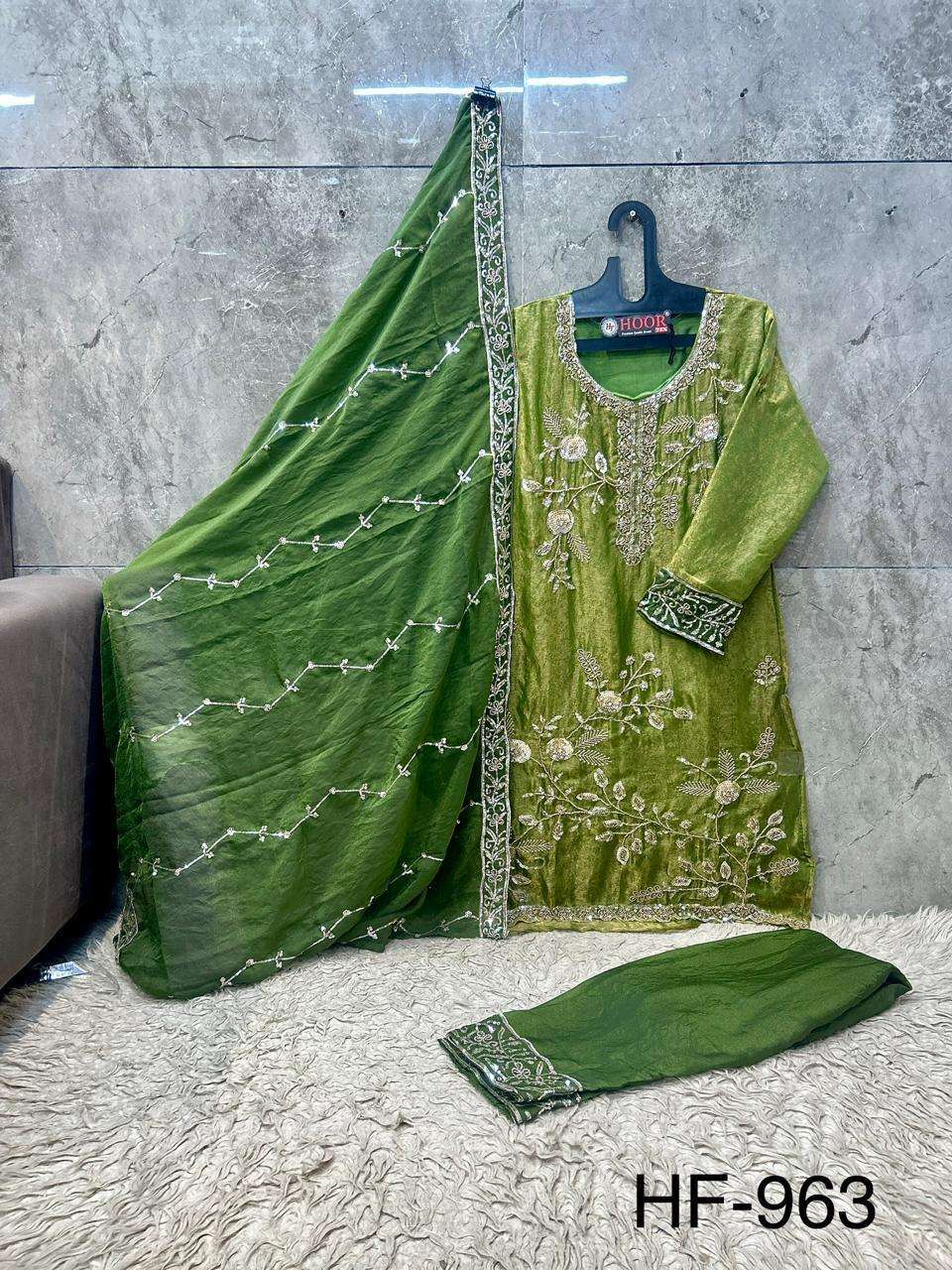 Hoor Tex HF-963 A To D Series Fancy Embroidery Stitched Dress