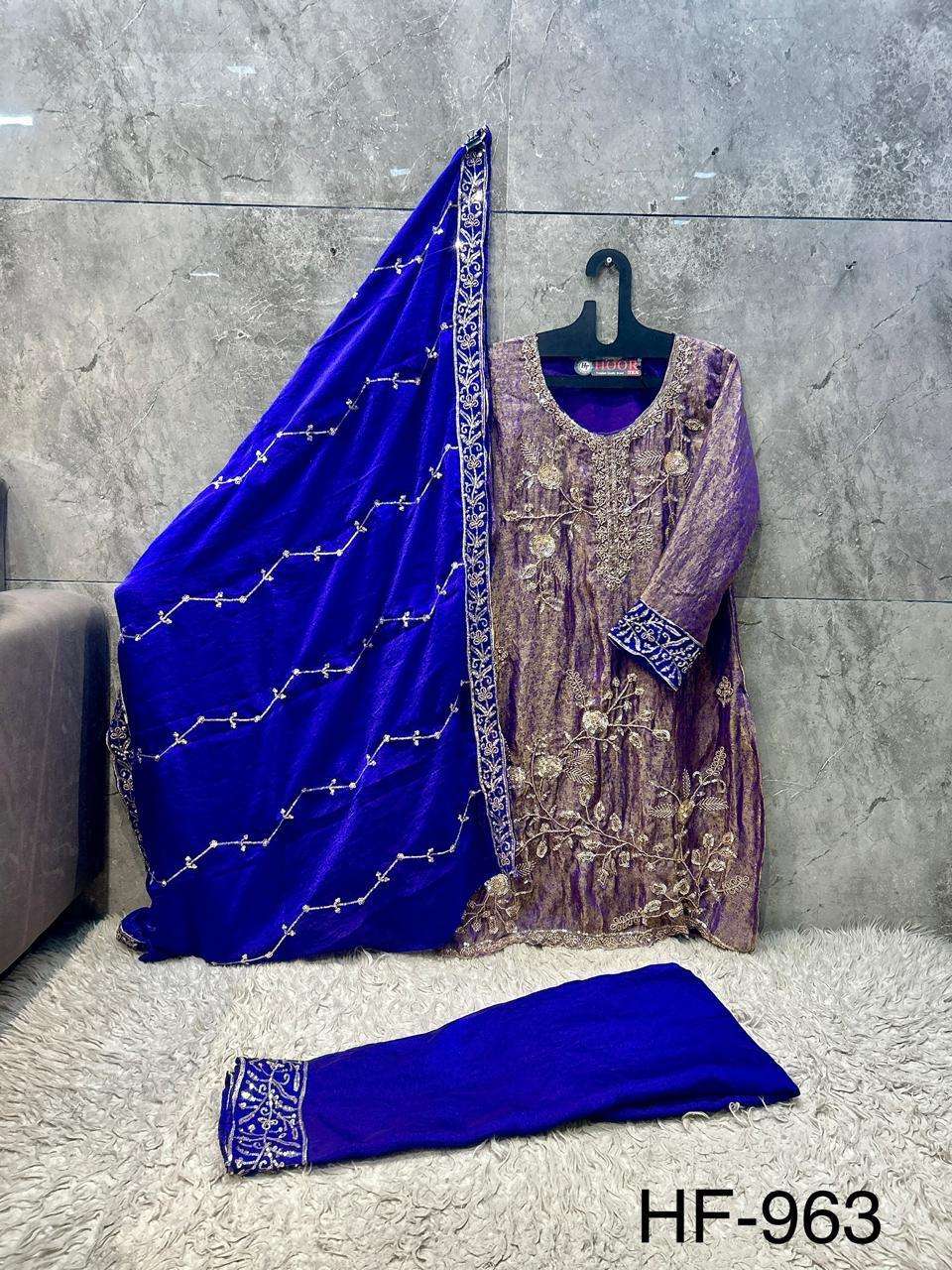 Hoor Tex HF-963 A To D Series Fancy Embroidery Stitched Dress