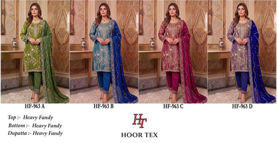 Hoor Tex HF-963 A To D Series Fancy Embroidery Stitched Dress