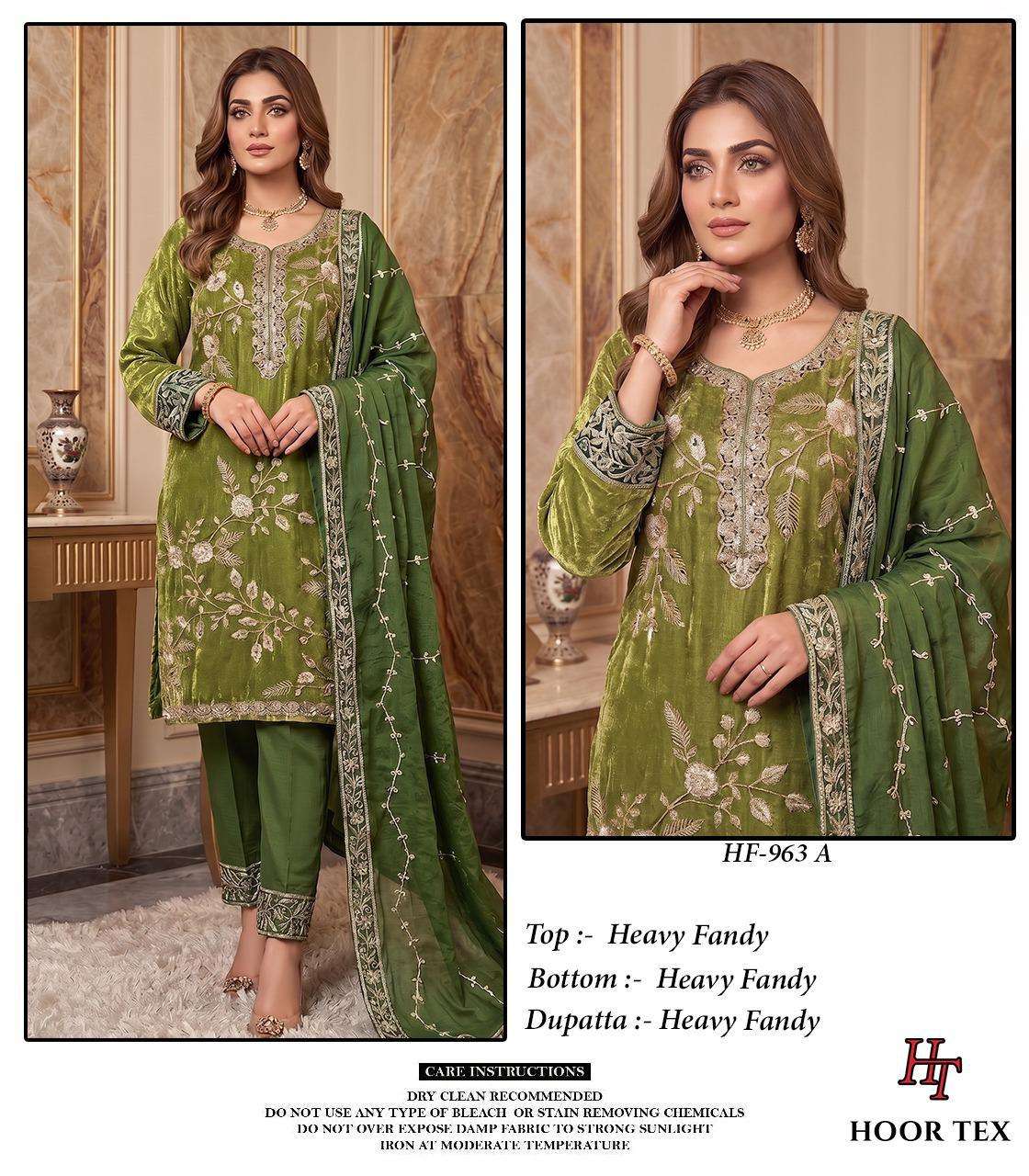 Hoor Tex HF-963 A To D Series Fancy Embroidery Stitched Dress