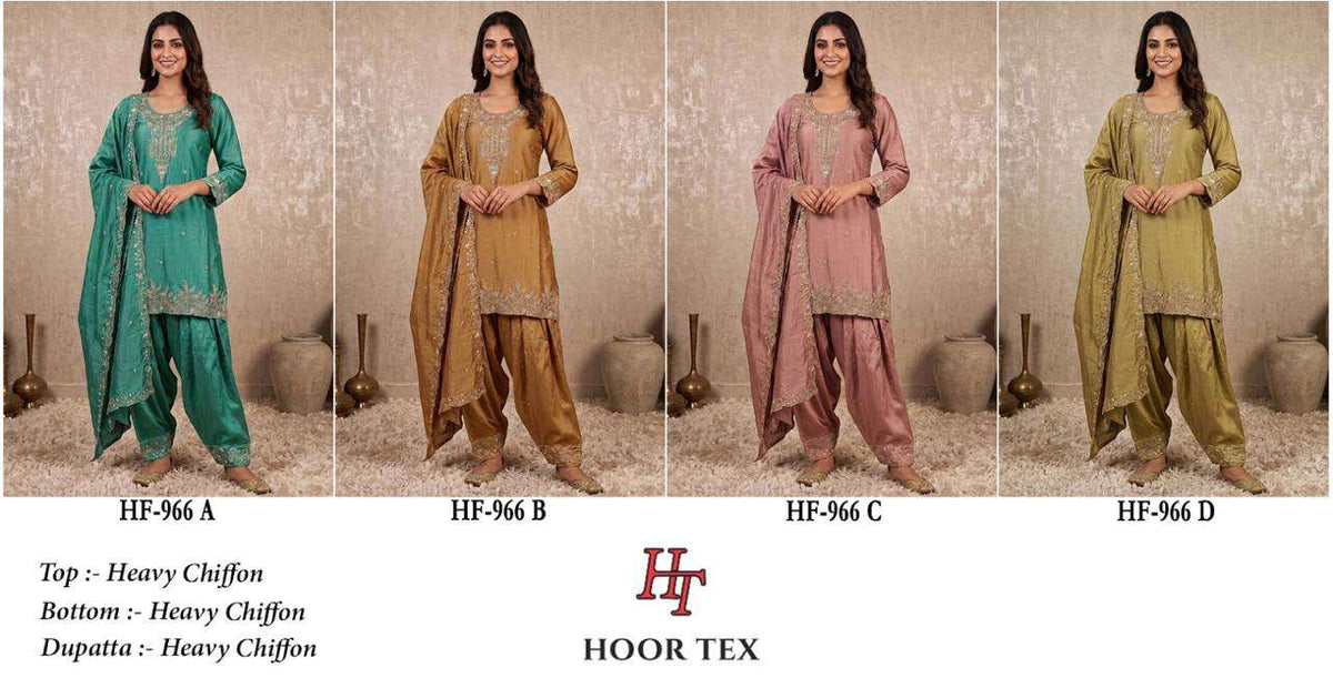 Hoor Tex HF-966 Chiffon Embroidery Pakistani Suit Set