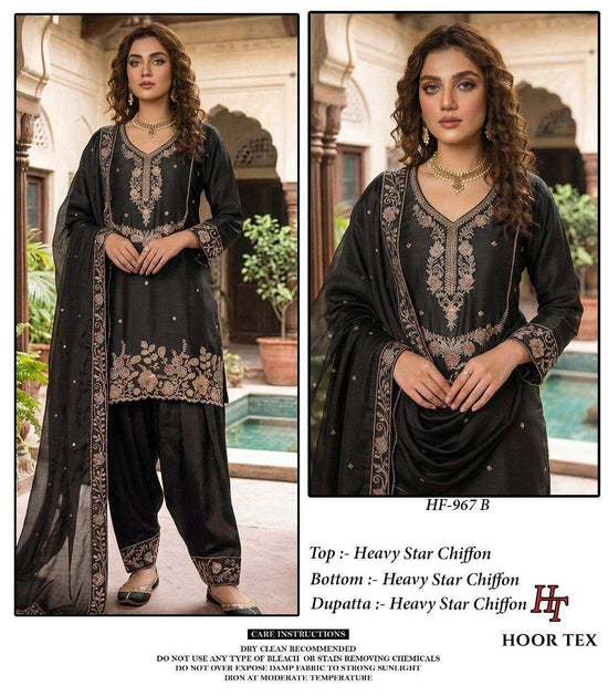 HOOR TEX HF-967 Chiffon Embroidered Pakistani Suit Set