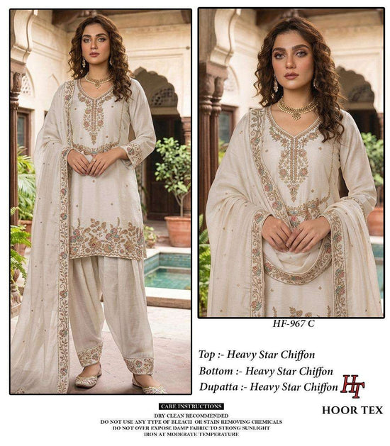 HOOR TEX HF-967 Chiffon Embroidered Pakistani Suit Set