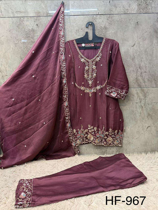 HOOR TEX HF-967 Chiffon Embroidered Pakistani Suit Set