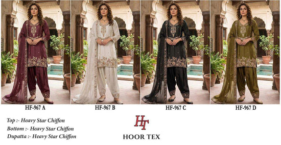 HOOR TEX HF-967 Chiffon Embroidered Pakistani Suit Set