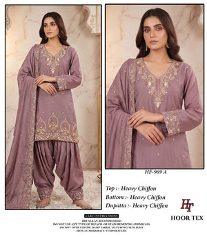 Hoor Tex HF-969 A To D Chiffon Embroidery Stitched Pakistani Suit Set