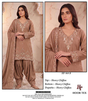 Hoor Tex HF-969 A To D Chiffon Embroidery Stitched Pakistani Suit Set
