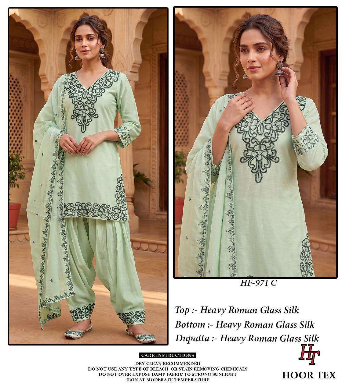 HOOR TEX HF-971 Glass Roman Silk Stitched Suit Set