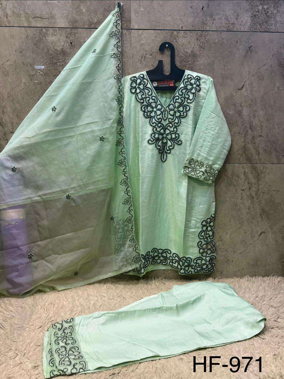HOOR TEX HF-971 Glass Roman Silk Stitched Suit Set
