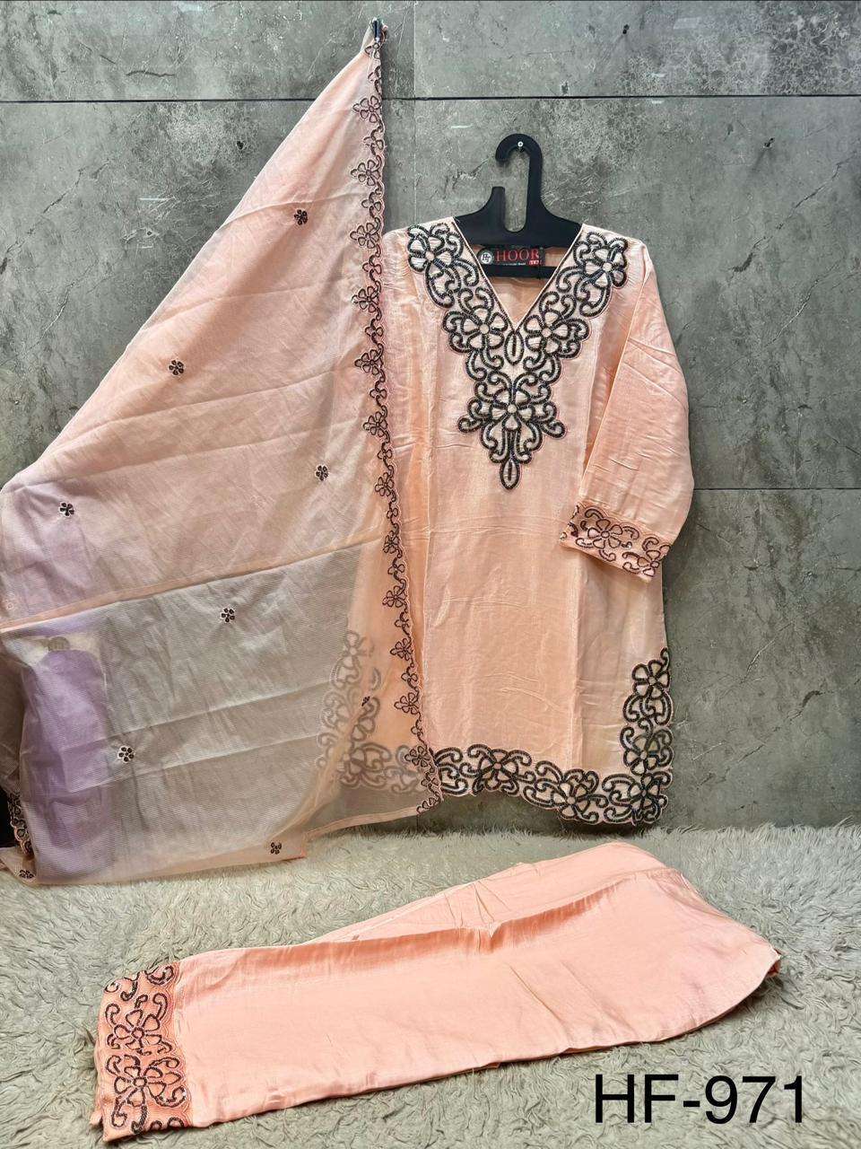 HOOR TEX HF-971 Glass Roman Silk Stitched Suit Set